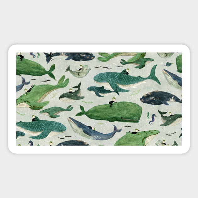 Whale rider cabbages Magnet by katherinequinnillustration